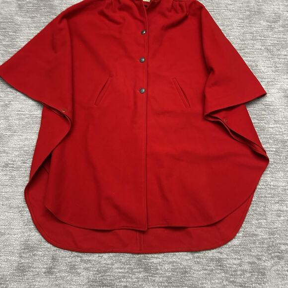 Vintage Herman Kay Cape Womens One Size Red Button Front Made in USA 90s Poncho - Picture 6 of 16